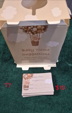 Baby name suggestions box and cards