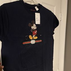 Gucci Mickey Mouse Shirt Navy Blue Size M
