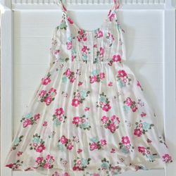 Hollister White Floral Sleevles Pink Mini Dress Size Xs