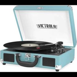 Bluetooth Record Player Turntable – Victrola 3-Speed Portable Suitcase Vinyl Player