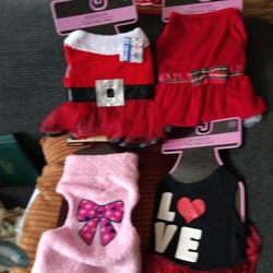 3  Dogs Dresses And 2 Sweaters Brand New