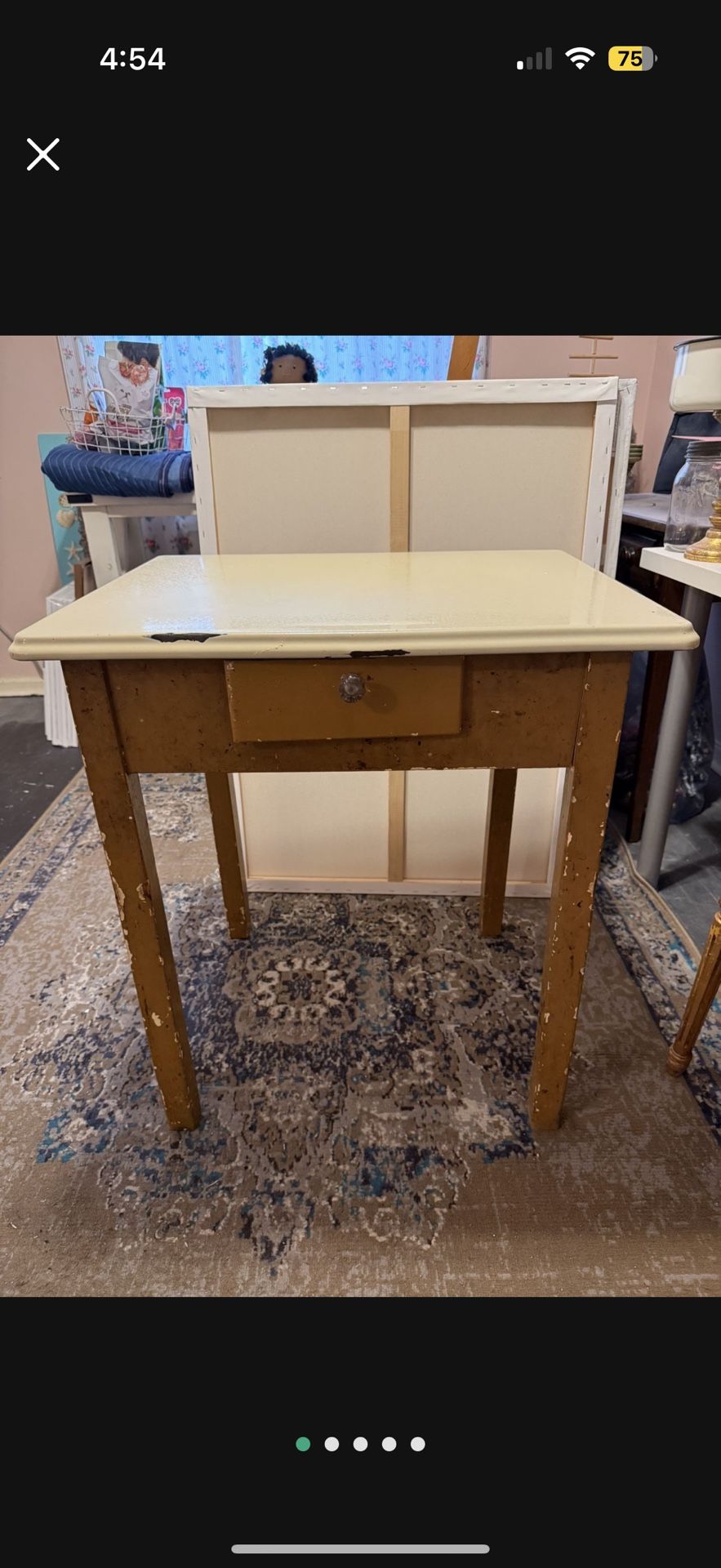 Vintage Enamel Top Table 