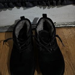 Black Suede Fur-Lined Ugg Boots