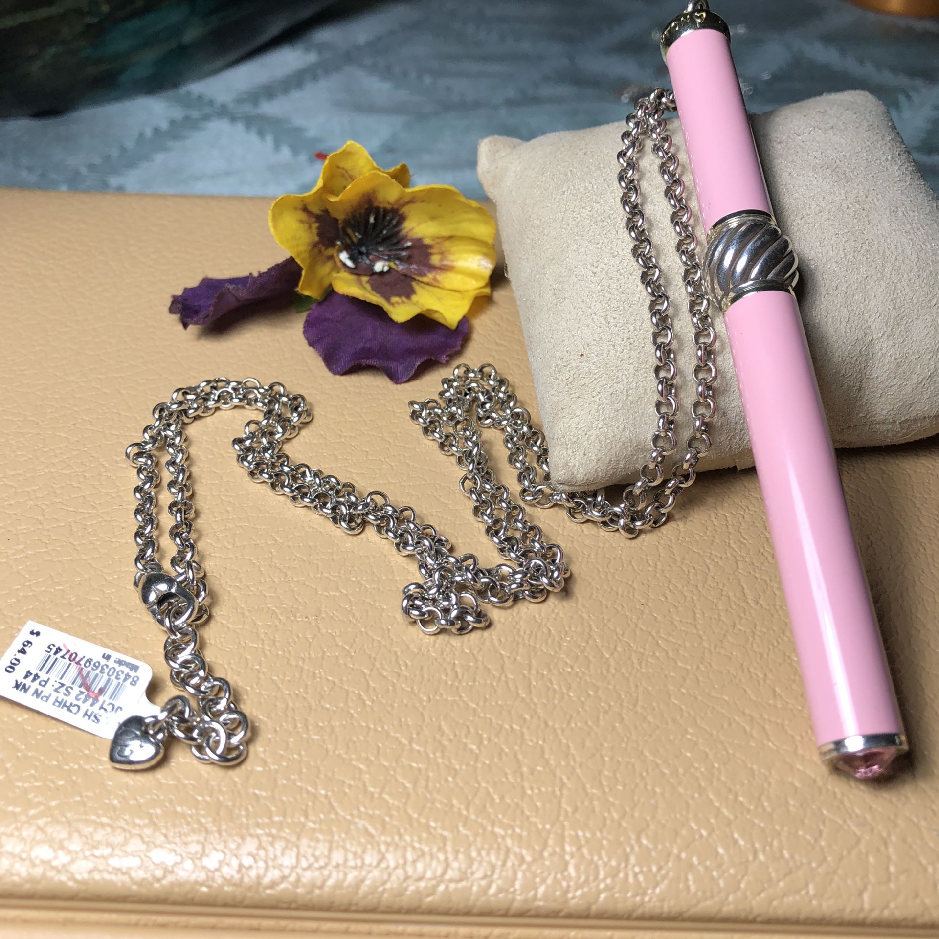 Brighton pink Pen Pal Charm Pen Necklace with Interchangeable Beads