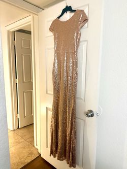 Rose Gold Sequin Floor-Length Gown