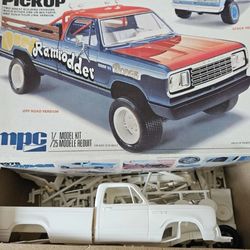 Vintage/Rare (1970's) white MPC Dodge Pick up model kit, w/manual&box, firm