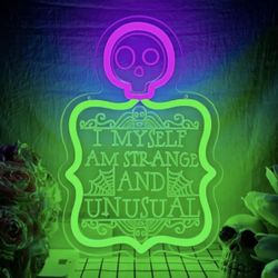 Beetlejuice Neon Sign 12.6” I Myself Am Strange & Unusual Halloween Decor Tim Burton Light Up Sign Ready To Hang Horror (PRICE IS FIRM)