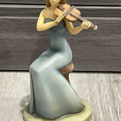 Ceramic Lady Playing Violin Figurine
