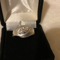 2 Solid Sterling Silver 925 Rings With Cubic Zirconia,Sizes 9,9