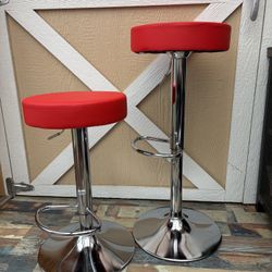 COSTWAY Bar Stools Set of 2, Modern Swivel Backless Round Barstool, PU Leather Armless bar Chair with Height Adjustable, Chrome Footrest, Sturdy Metal