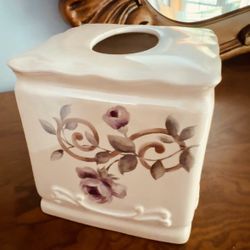 Ceramic Tissue Box Cover - Croscill Chambord Cassis,  Purple Floral