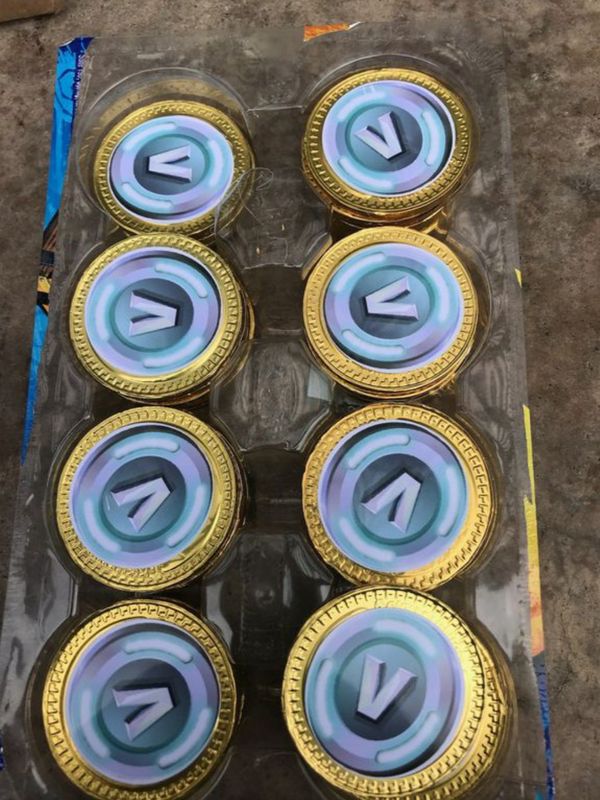 fortnite v buck candy labels party decorations - fortnite v bucks cake