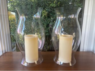 Pottery Barn Large Glass Hurricanes and Candles