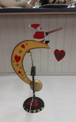 Santa On A Moon Folk Art Metal Pendulum- Located In Shelton 