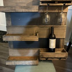 Rustic Wine Bottle And Glass Rack