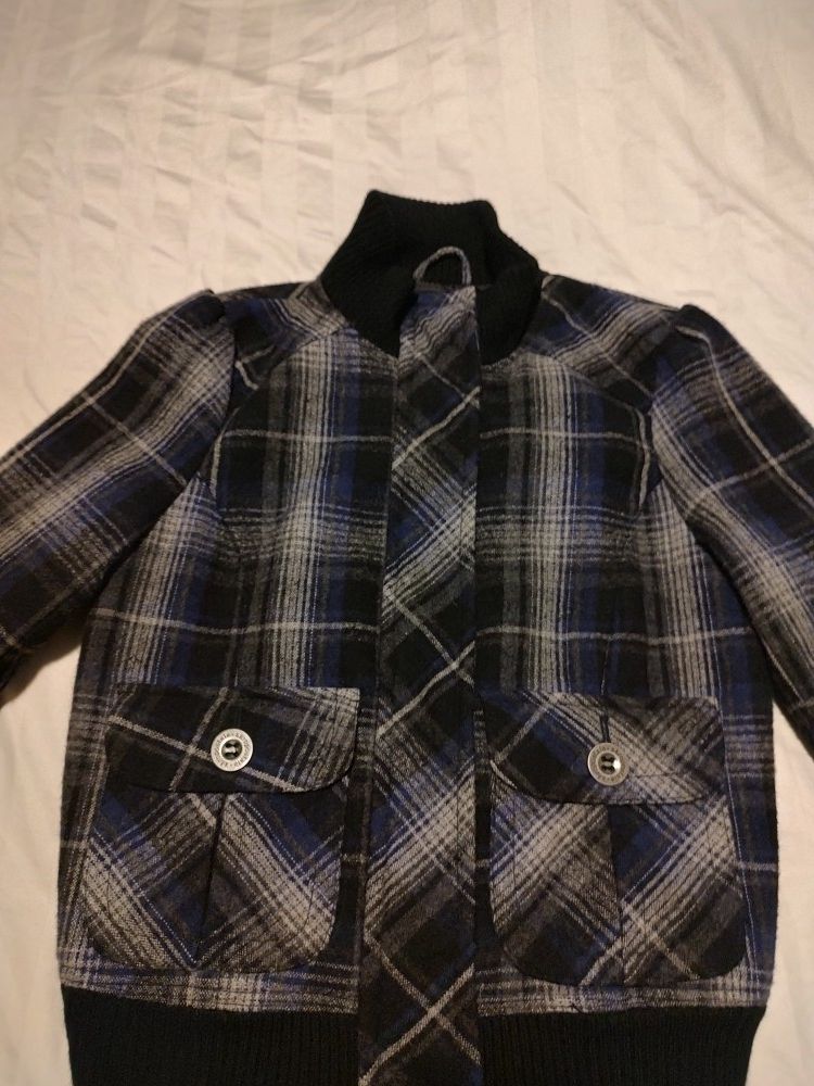 Aeropostale Wool Bomber Jacket Womens Medium Blue Black