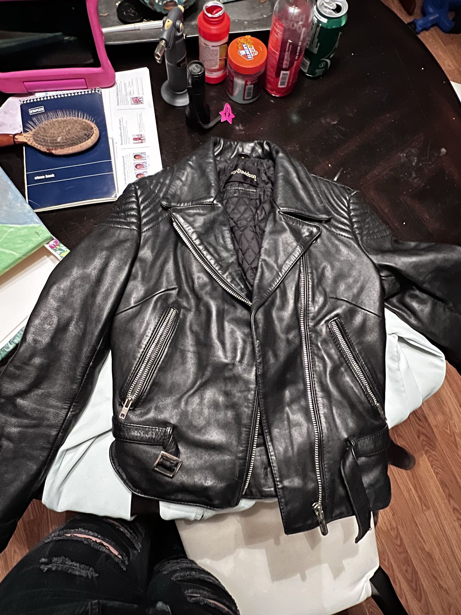Hein Gericke HARLEY DAVIDSON Motorcycle Jacket Vintage 1980s Women's Slim Cut Leather Biker Jacket