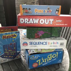6 Fun Board games - Zingo, Connect 4, Draw Out, Pengolo, Puzzle, Sequence 4 Kids
