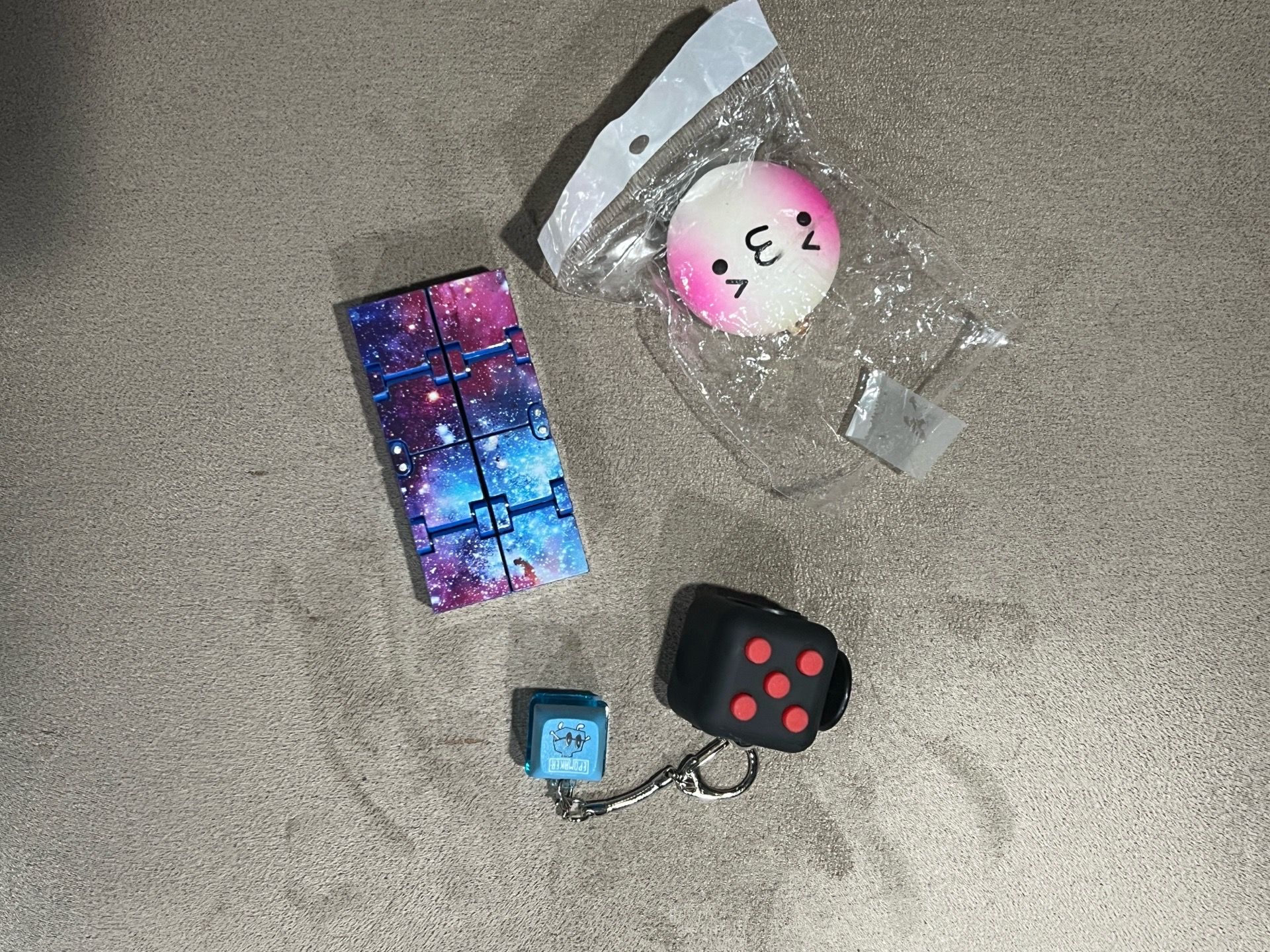 Fidget & Squishy toys set of 4 computer button Cube flip puzzle