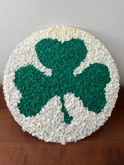 Glitter Plaque Melted Popcorn Shamrock Melted Popcorn 13.5” - some yellow at the top