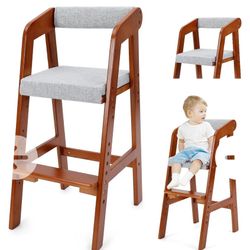 Wooden High Chair for Toddlers, Adjustable