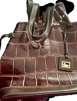 Vintage Dooney and Burke EUC Crocodile Embossed Double Handle Shoulder/Tote
