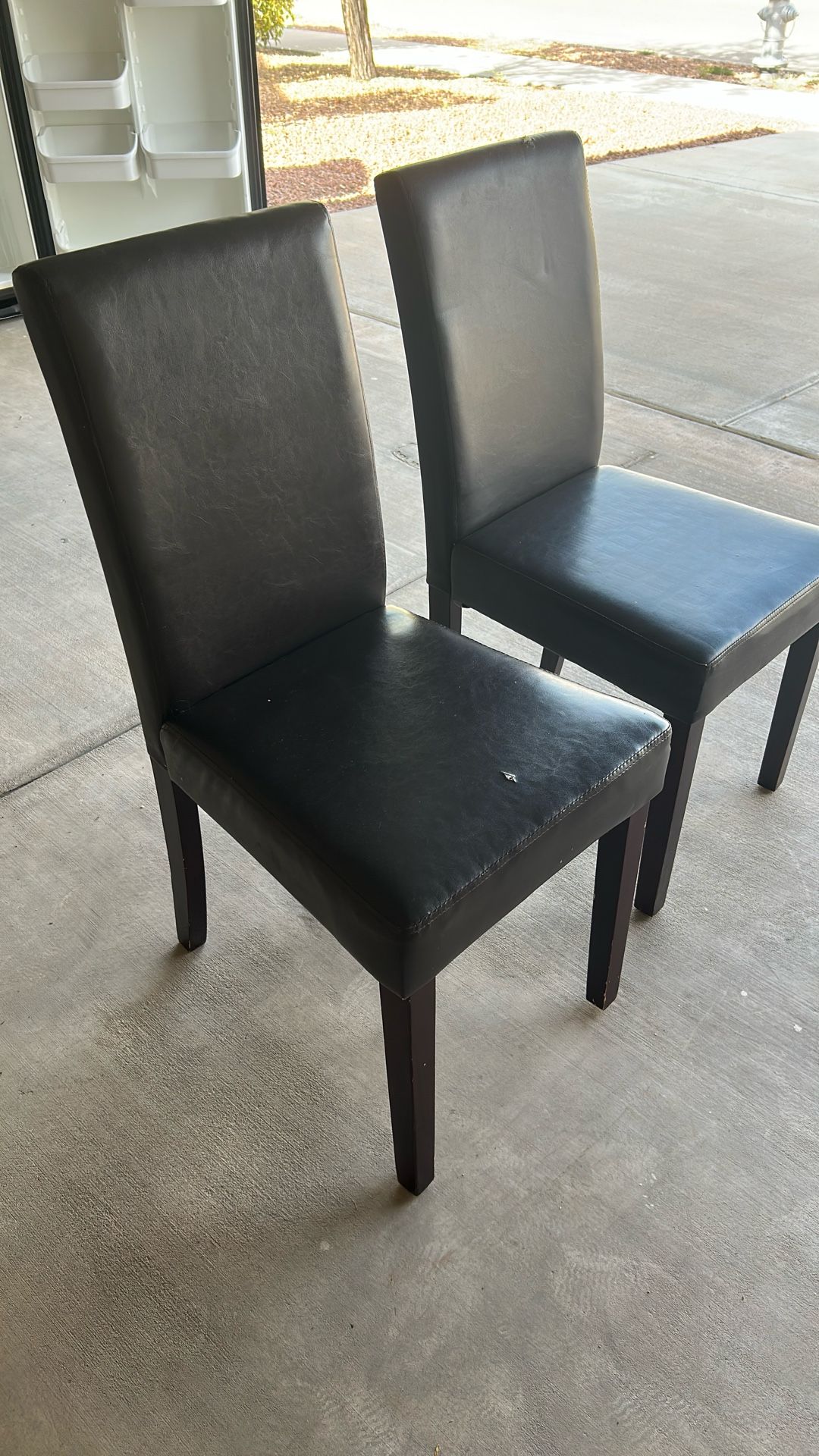 Dark Brown Faux Leather Chairs (2) 