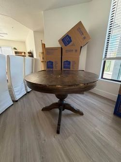 Solid Pine 42” Round Pedestal Dining Table – Hand Stained & Sealed