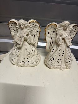 Vintage porcelain Angel votive candle holders