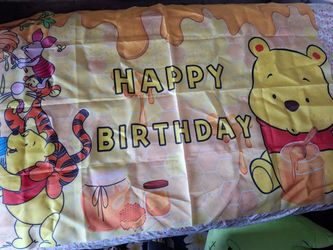 One Winnie the Pooh Happy Birthday Banner (fabric)