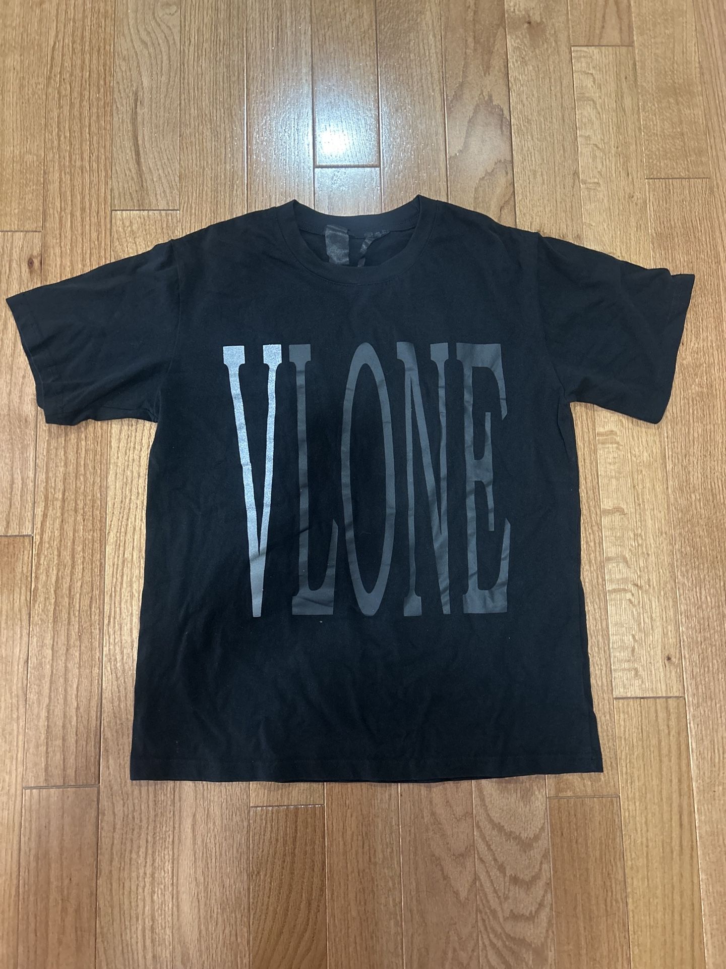 VLONE Logo Tee – Black w/ Silver Print (Size L)