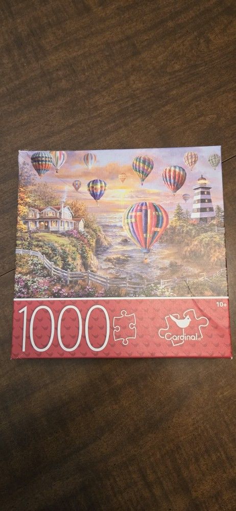 Cardinal Balloons Over Cottage Cove 1000 Piece Puzzle