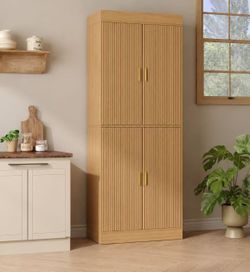 70.1'' Tall Storage Cabinet, 4-Tier Kitchen Pantry Cabinet with 2 Adjustable Shelves and 4 Magnetic