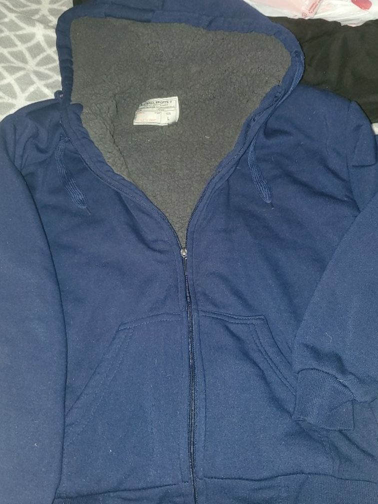 Mens Large zip up hoodie with wool inside