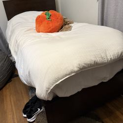 Free Youth/kids Or Adult Twin Bed Bedroom Set With Dresser-cabinet, Two Storage Shelving Cabinets, Twin Bed And Frame With Headboard And Mattress