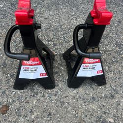 Steel Jack Auto Stands with 4,000 lb or 2 Ton Capacity, 1 Pair, Black and Red