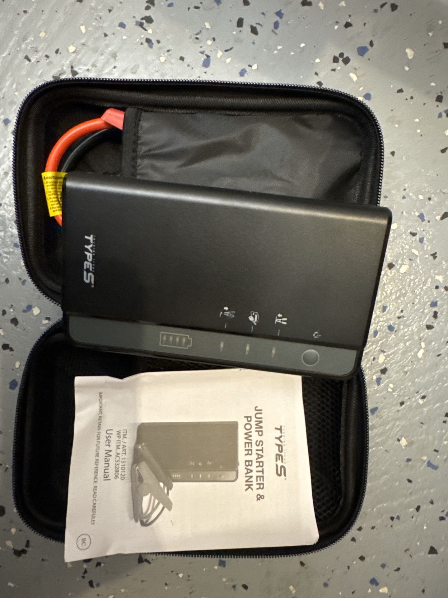 Type S Jump Starter & Power Bank – Portable Car Battery Booster (with Case)