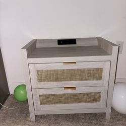 Modern 2-drawer Nightstands w/ Built-In Outlet (2 Available) 