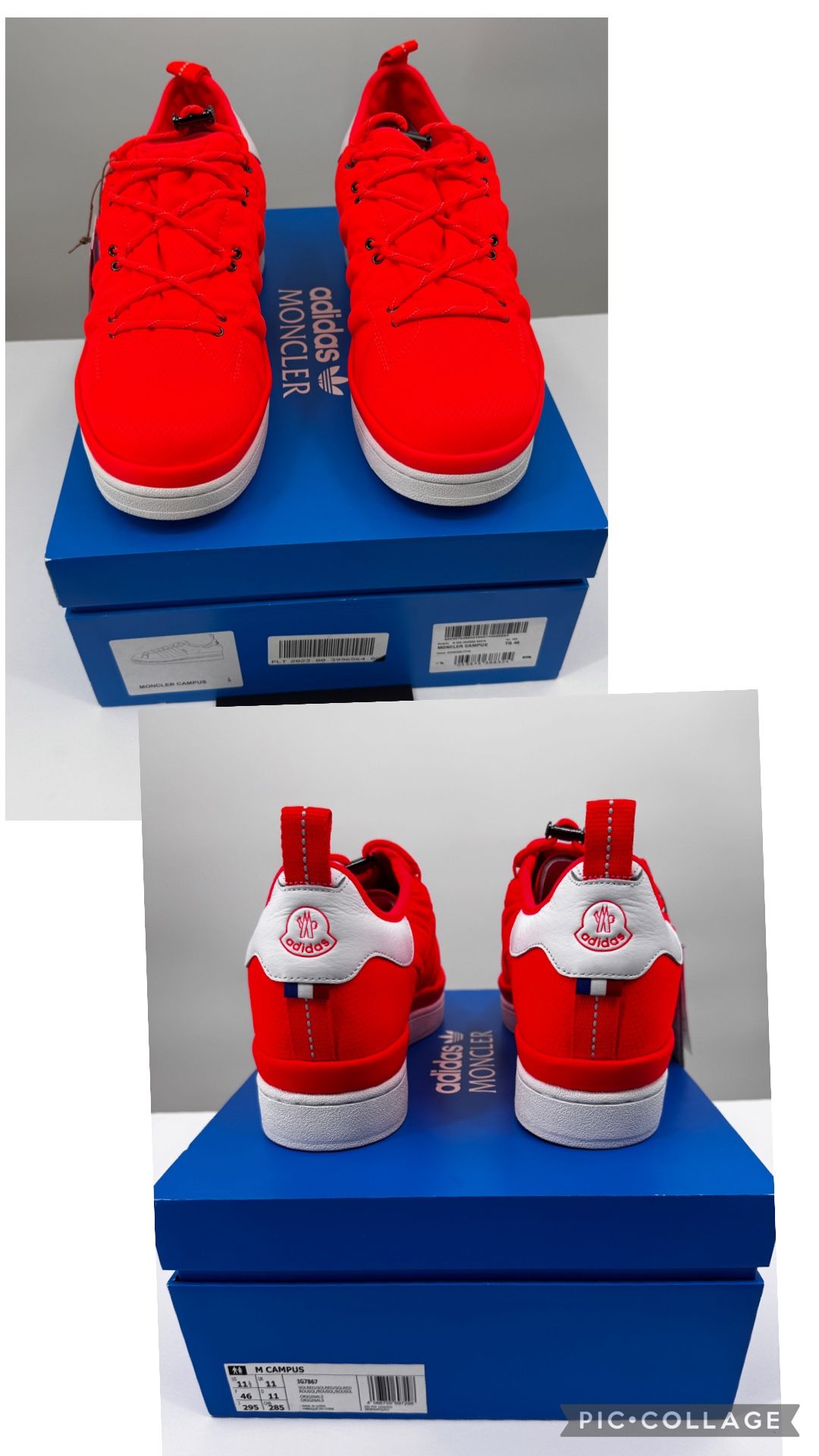 Adidas x Moncler M Campus Solar Red / White Men’s 11.5 — Limited Collab — Brand New 