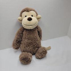 Rare Jellycat London Bashful Brown Monkey Stuffed Animal Plush 12" Zoo Jungle