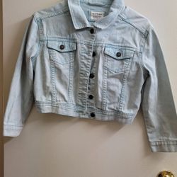 Light blue Medium Kids Girls Cropped Jean Jacket