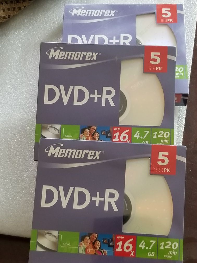 Brand New Memorex 3- 5/pks DVD+R CDs