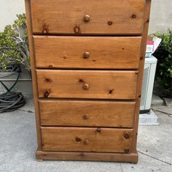 Solid Wood 5 Drawer Chest Dresser 
