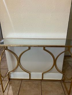 Gold end Table with Glass Top