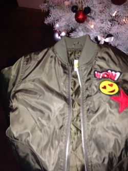 Green emoji bomber jacket
