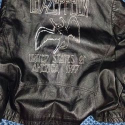 1977 Vintage Led Zeppelin Tour Leather Jacket Wilson Rocks Size Large