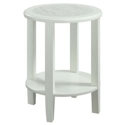 Modern New in Box High Quality Faux Marble Top Oval White Wooden End Table