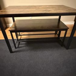3 Piece wood dining table and benches