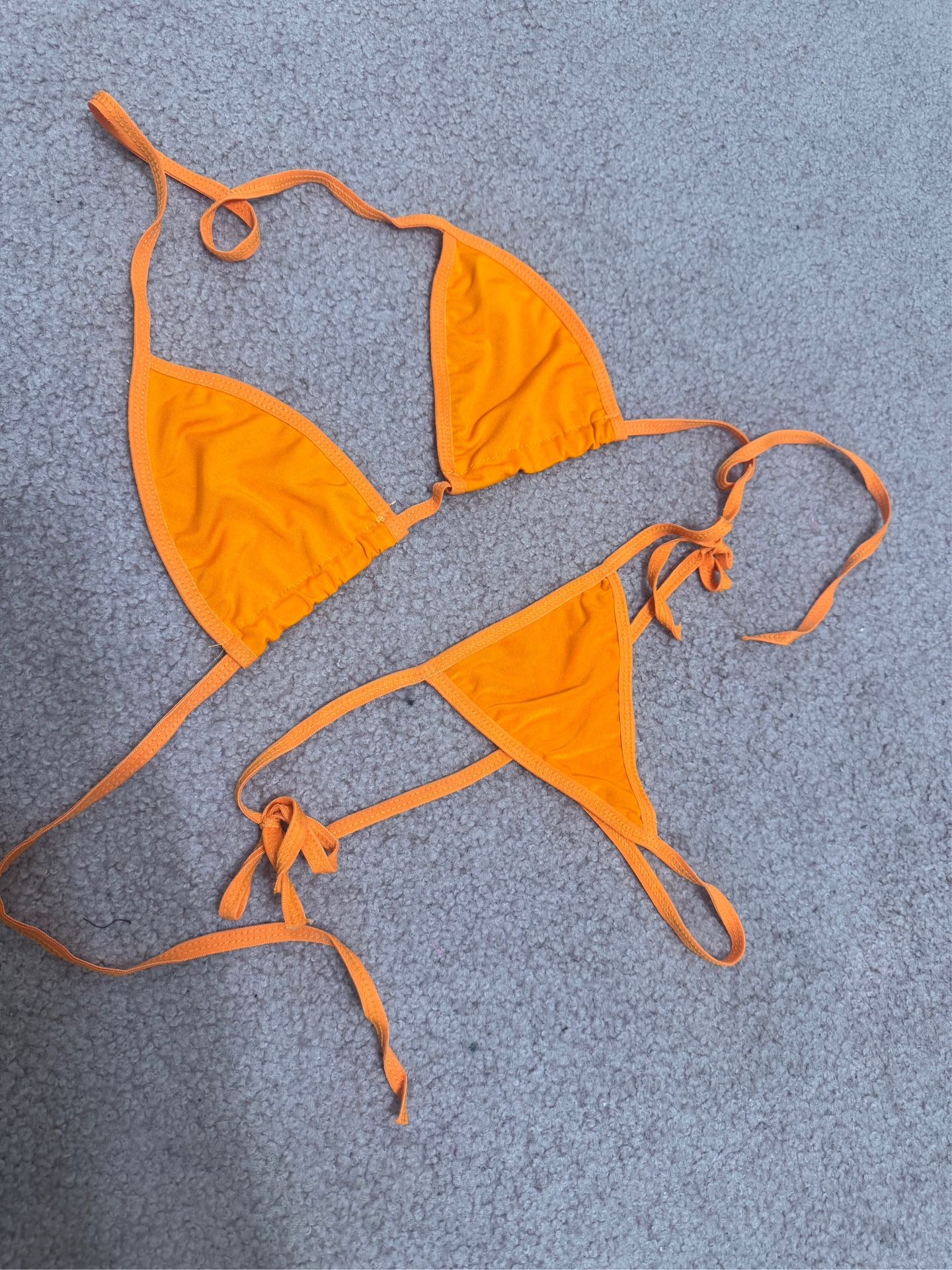 New Small Orange Bikini Swimsuit Thong Lingerie Set