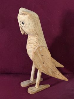 Hand-Carved Wooden Parrot Figurine